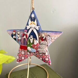 Jim Shore Nativity Star Ornament Heartwood Creek Enesco Angel Manger  Folk Art